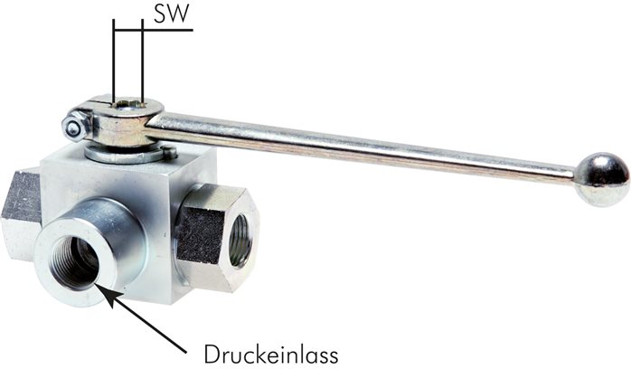 Exemplarische Darstellung: Hochdruck-3-Wege Kugelhahn