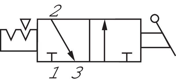 Schaltsymbol: 3/2-Wege Kipphebelventil